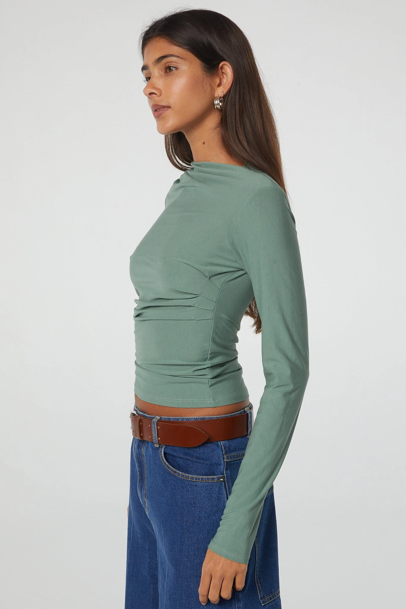 Contrast Topstitching Detail FadeResistantTechnology SELMA LONG SLEEVE TOP