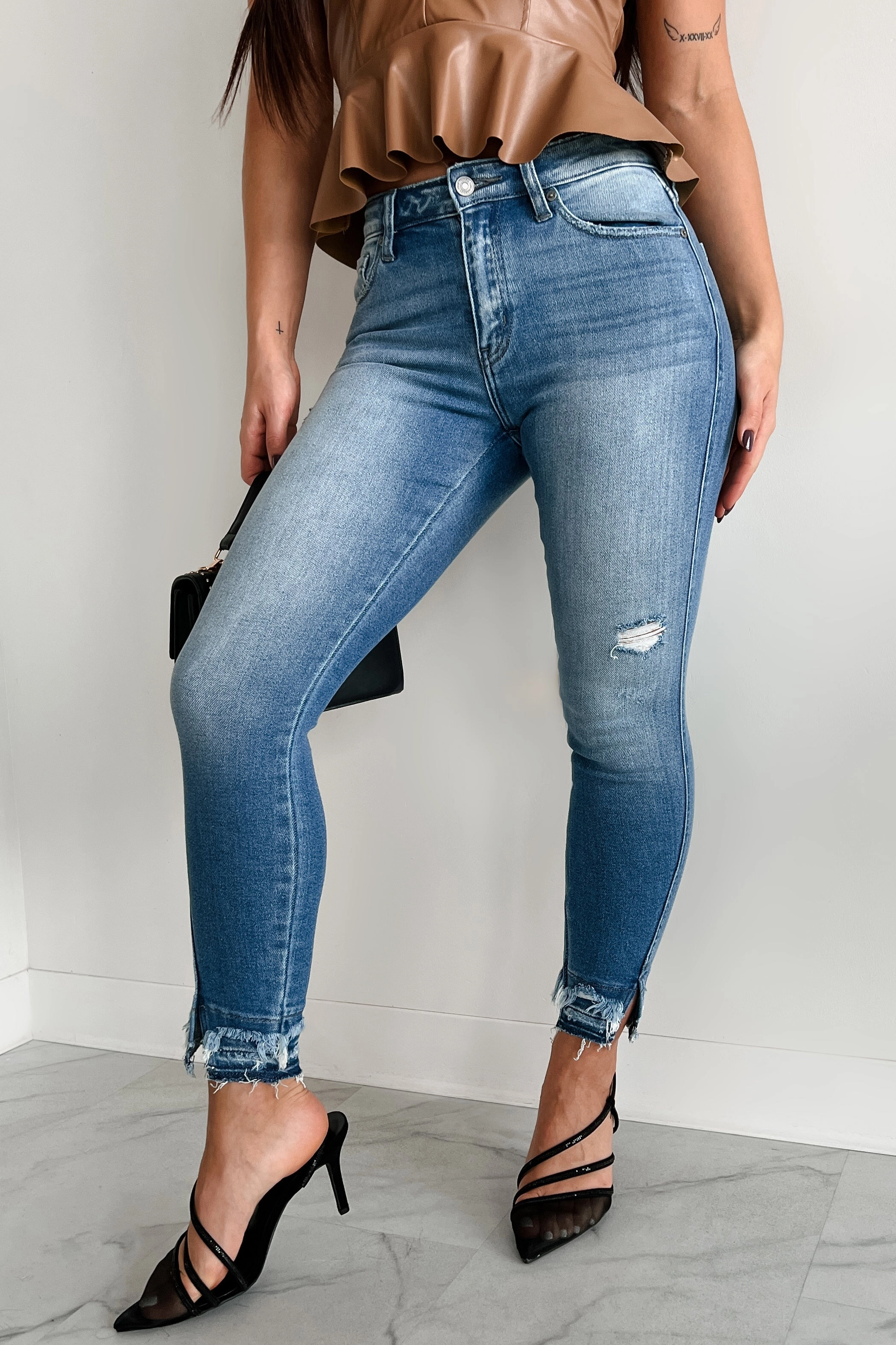 Trevina High Rise Skinny Ankle Kancan Jeans (Medium) AntiSlipGrip Adaptive Fit