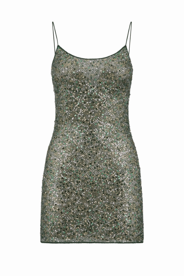 Netquins Short Dress Metallic Green Walk Mood