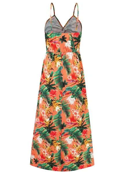 V-neck Boho Print Sleeveless Large Hem Maxi Dress HEDZRES2M8