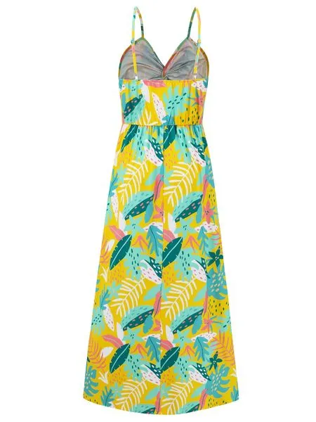 V-neck Boho Print Sleeveless Large Hem Maxi Dress HEDZRES2M8