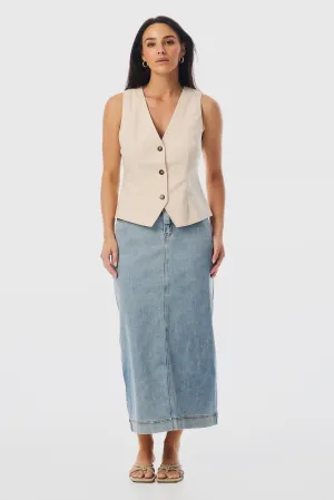 V Neck Vest - Ecru