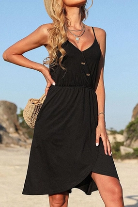 Comfy Flex Clean Touch V NECK BUTTON TIGHTEN WAIST CAMISOLE DRESS