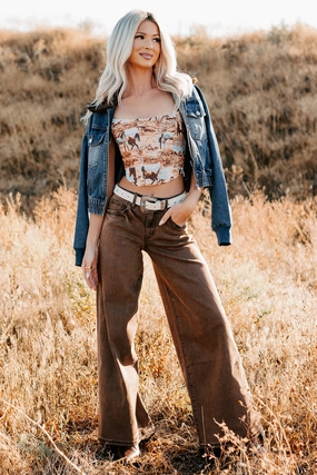 Valencia High Rise Wide Leg Mica Denim Jeans (Antique Bronze) Essential Waist