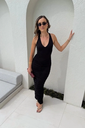 Valentina Midi Dress Black Snag-Resistant