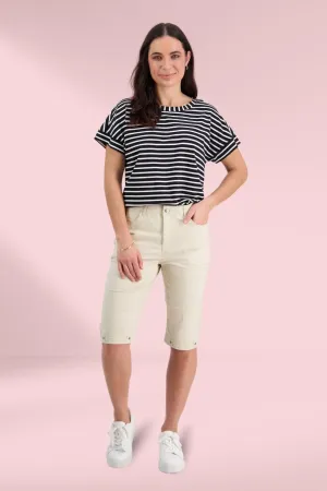 Vassalli Poplin Straight Leg Shorts Sand