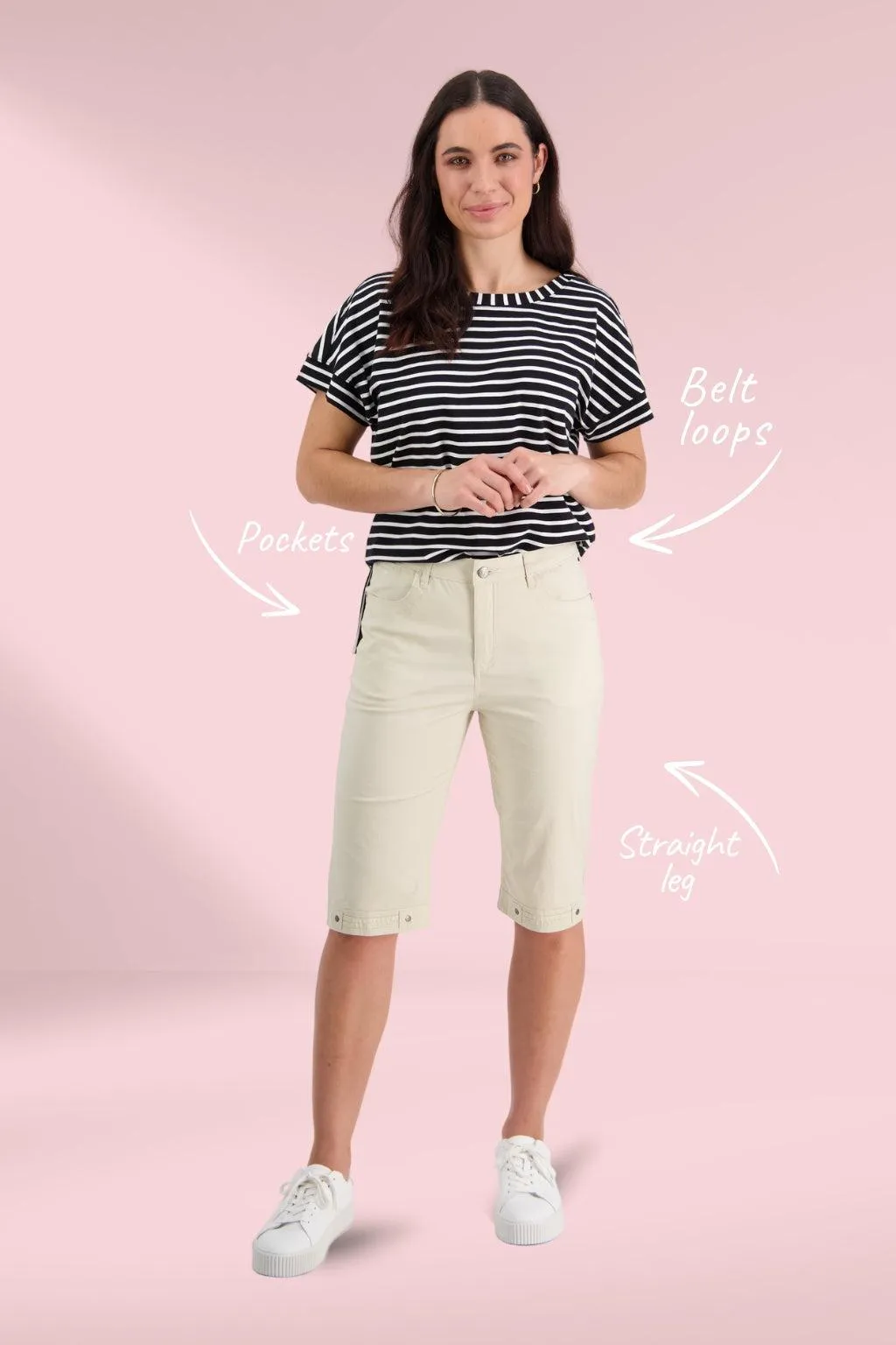 Vassalli Poplin Straight Leg Shorts Sand