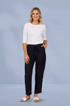 Vassalli Slim Leg Ankle Grazer Full Elastic Waist Pants Ink