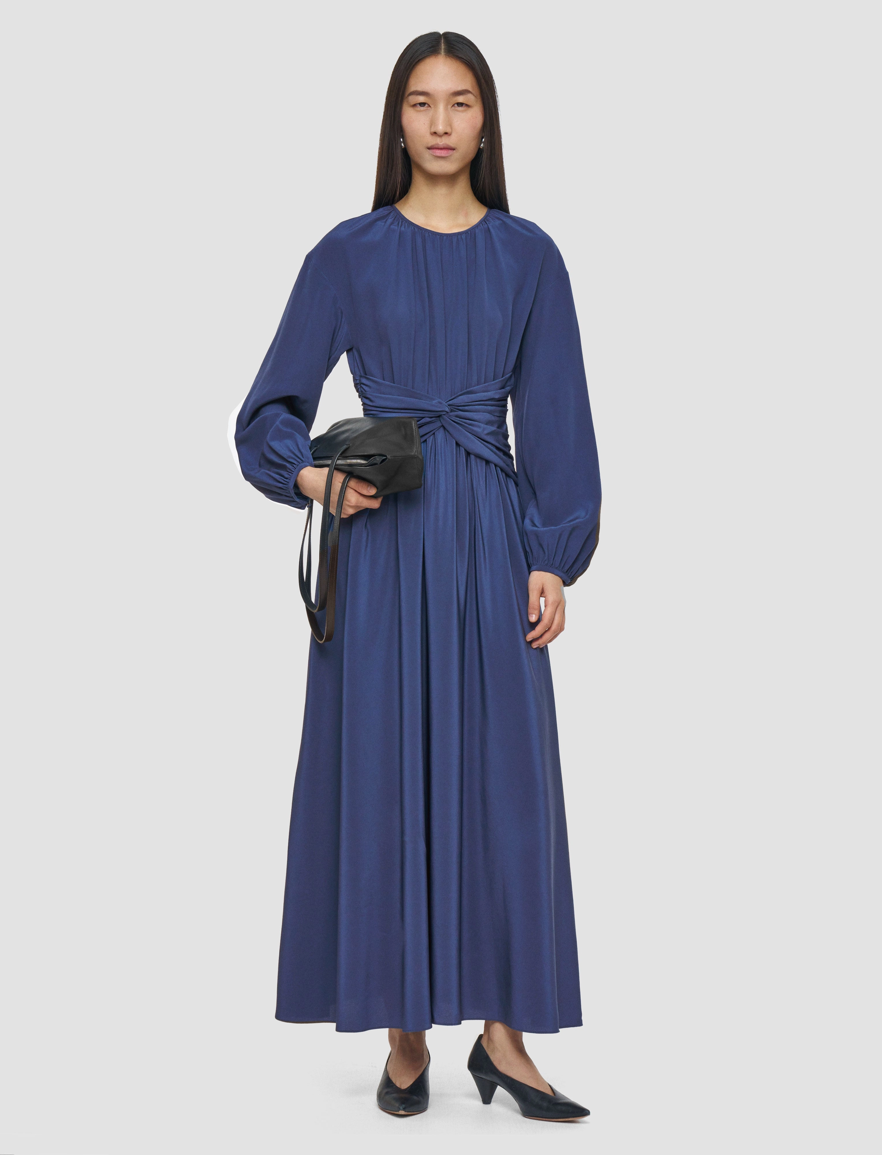 Comfy and Chic Feminine Design Leila Crepe de Chine Knot Silk Dress