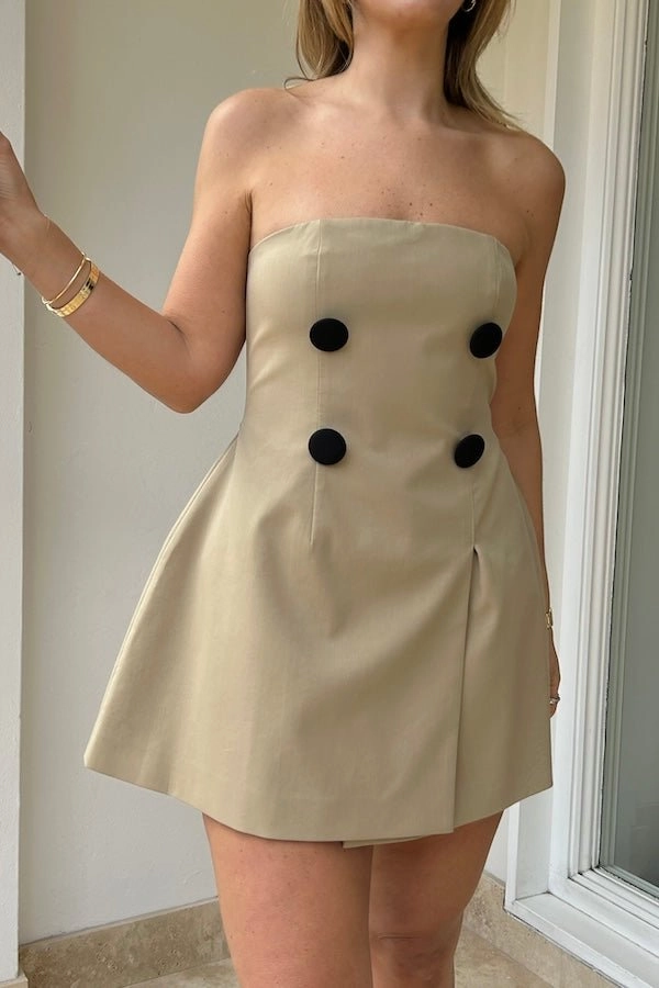The Ultimate Muse Trench Mini Dress Beige Night wear Mesh-Sleeve