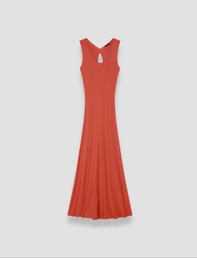 Viscose Rib Knit Dress Simple Texture Flower Soft