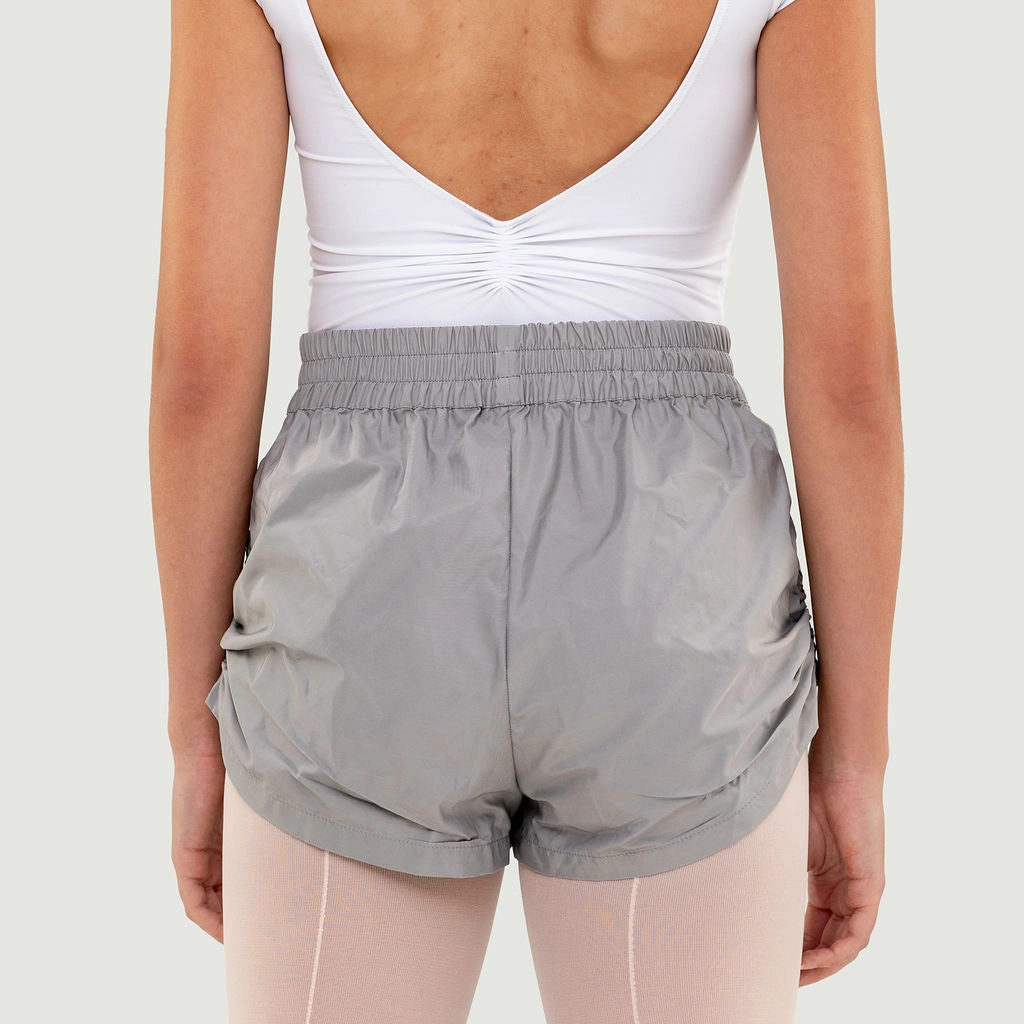 Pinch Shorts GRAY Layered Hem Detail
