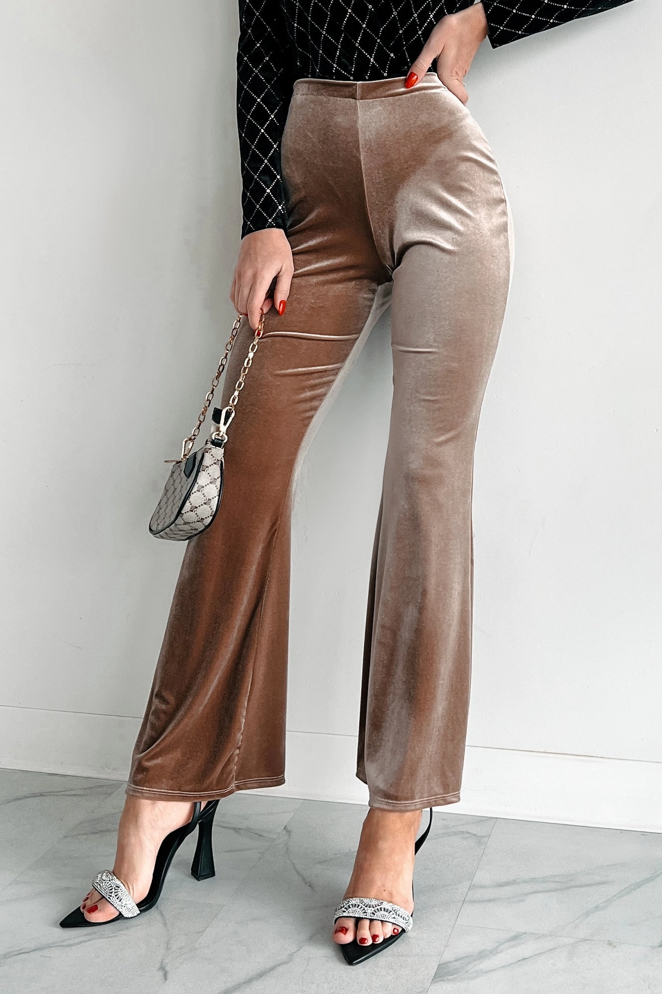 Timeless Treasures Velvet Pants (Tan) Anti Static Finish