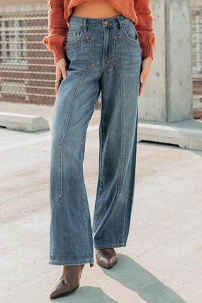 Elise Vintage Baggy Wide Leg Hidden Jeans (Medium) Layer Friendly