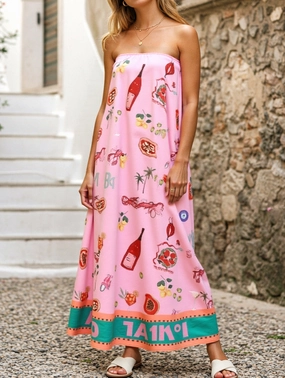 High Waist Women's Ethos Linen Blend Dress ??Casual Holiday Beach Style