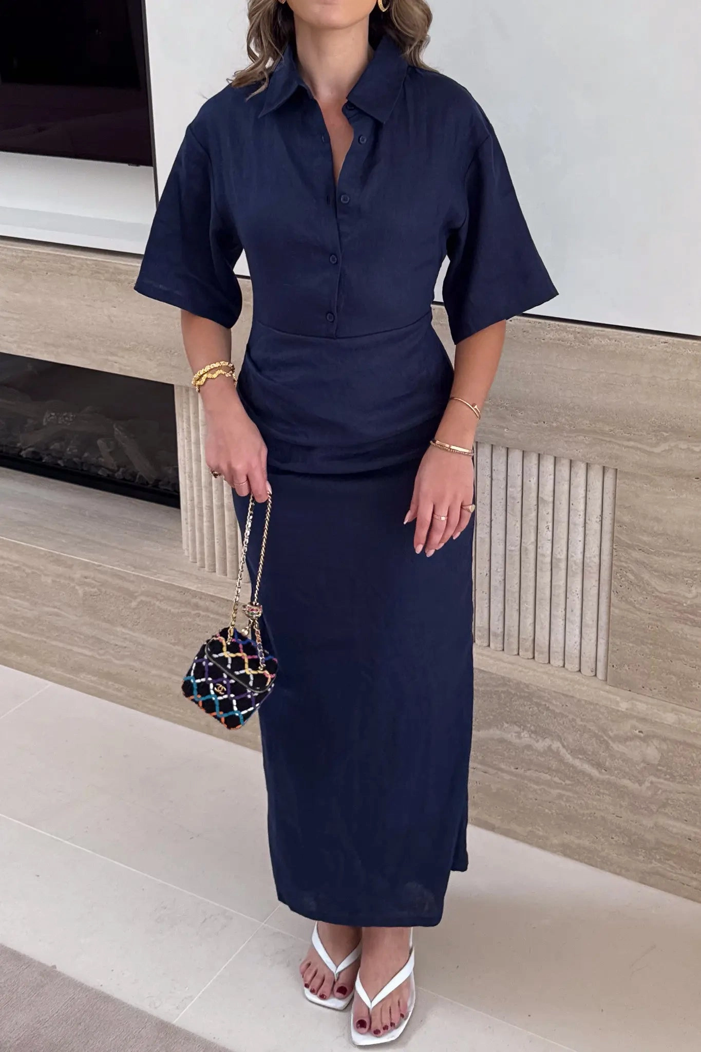 Lefka Midi Dress Navy Bride Friend