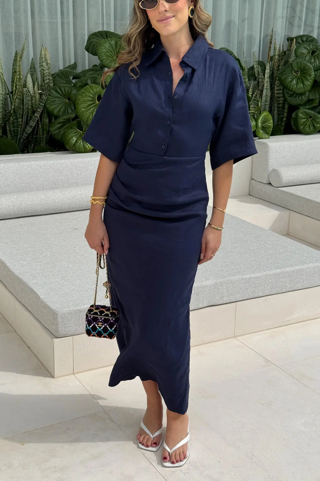 Lefka Midi Dress Navy Soft Cut