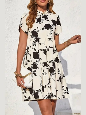 Breathable Style DOLL COLLAR DRESS WITH WOODEN EARS_CWDSD3556