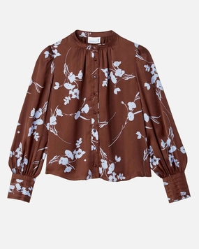 Layered Collar Design Victoria Top Upstate Floral Espresso