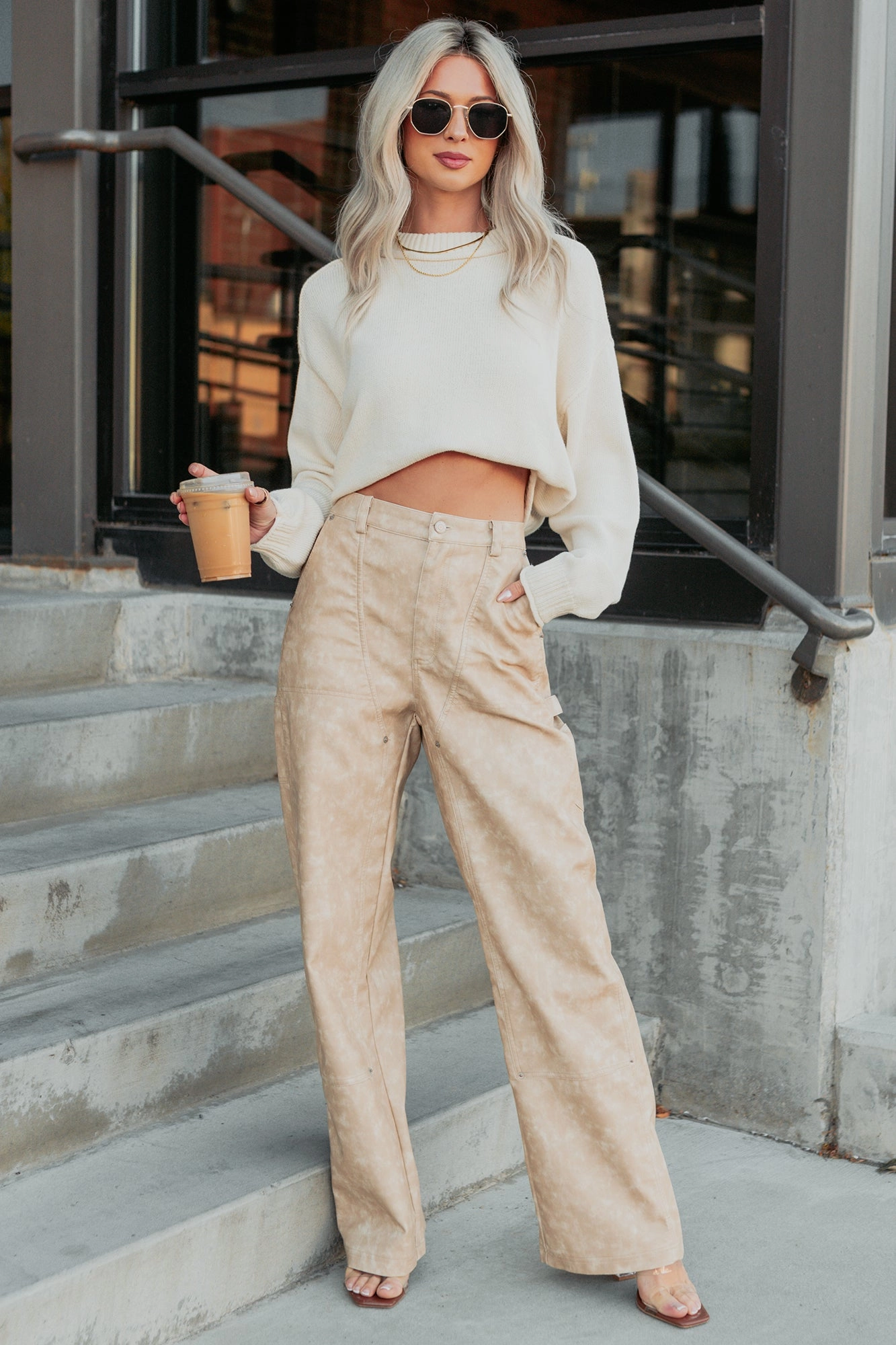 Urban Look tailored look Vincent Faux Leather FORE Carpenter Pants (Beige)