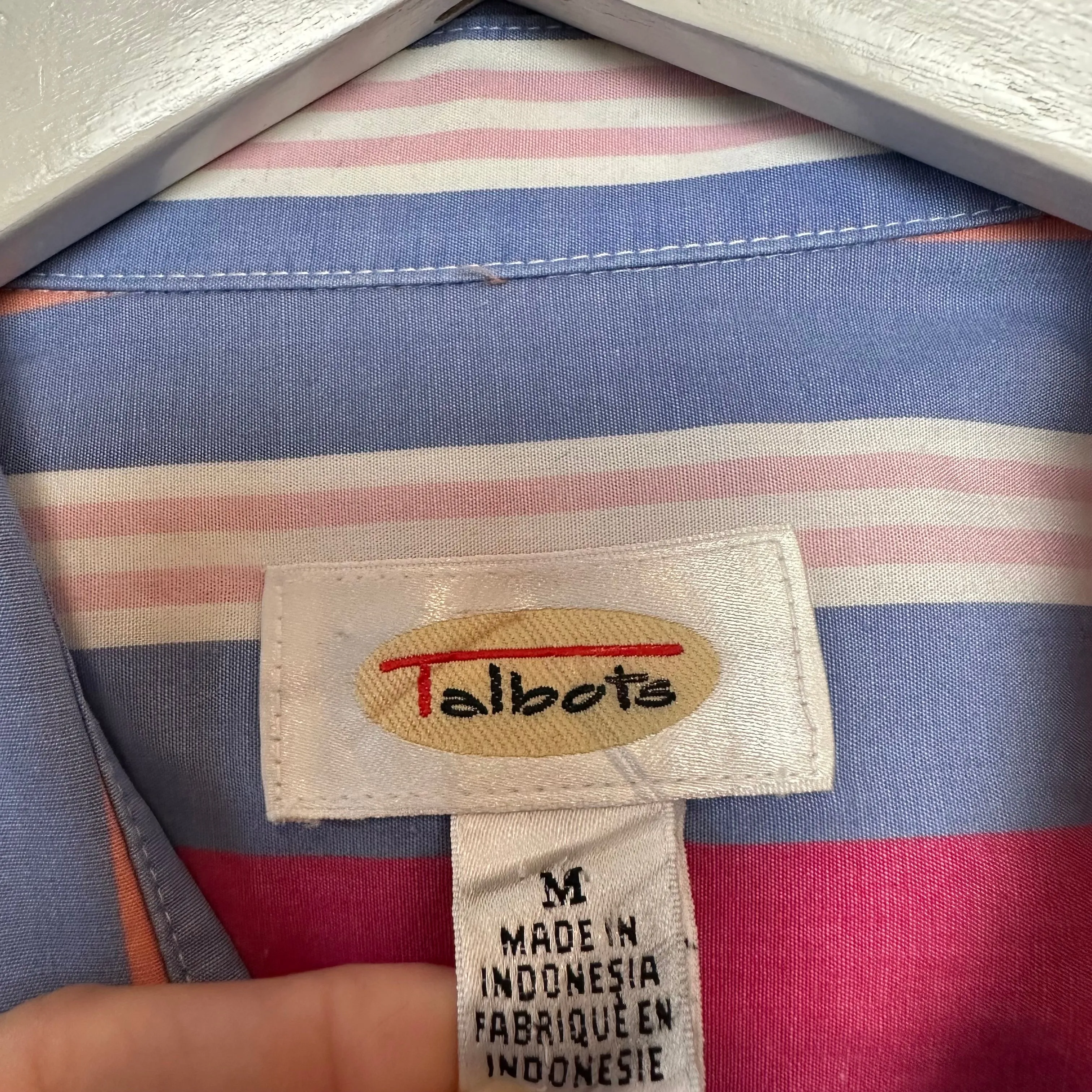 Vintage 90s Talbots Rainbow Bold Striped Button Up Collared Shirt Cotton Medium