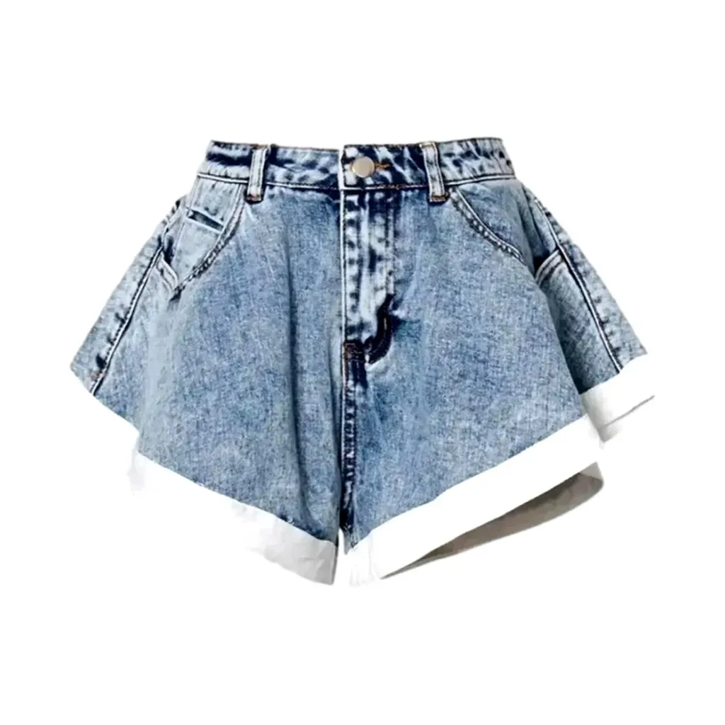 Vintage light pattern jeans shorts for women