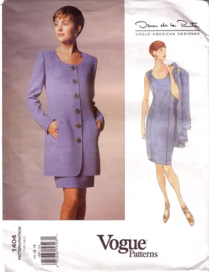 Vintage Vogue 1404, American Designer, Oscar De La Renta, Dress and Jacket, Size 14, 16, 18