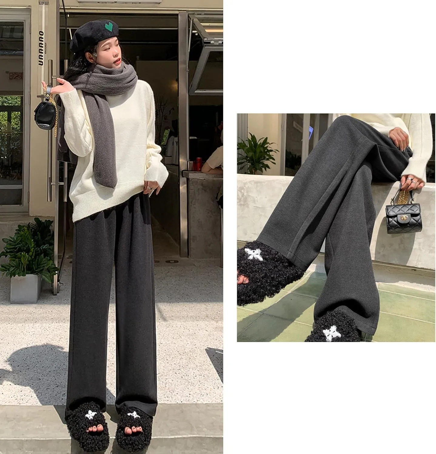 Vintage Wide Leg Trousers Women's Woolen Suit Wide Leg Trousers Women's Loose Casual Straight Trousers
