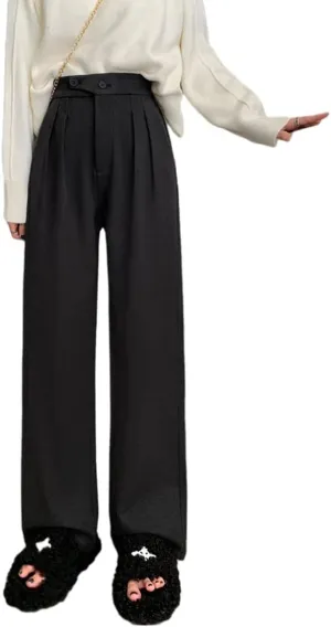 Vintage Wide Leg Trousers Women's Woolen Suit Wide Leg Trousers Women's Loose Casual Straight Trousers