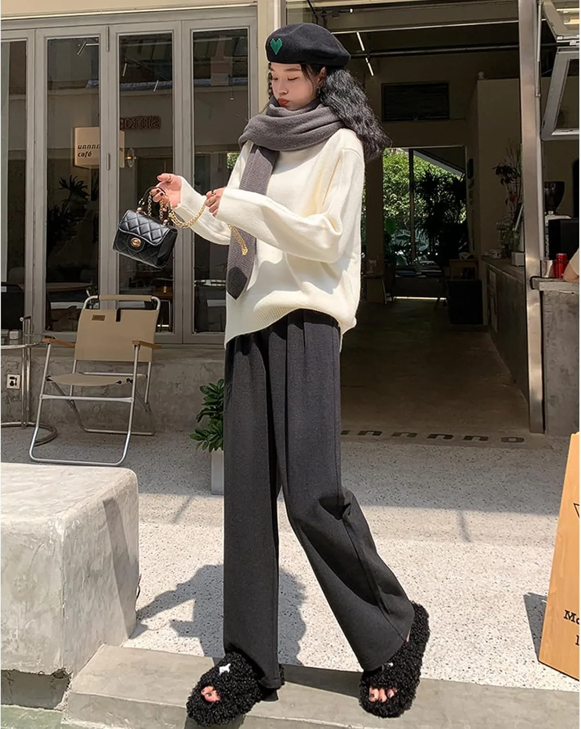 Vintage Wide Leg Trousers Women's Woolen Suit Wide Leg Trousers Women's Loose Casual Straight Trousers