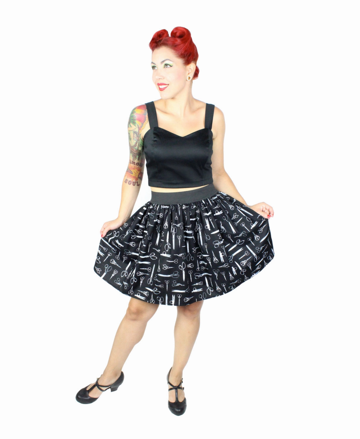 Vintage Scissors Pleated Skirt #PS-S757 Simple Layers