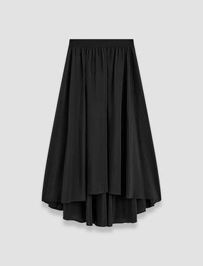 Violet Crepe de Soie Silk Skirt Gather Details Soft Motion