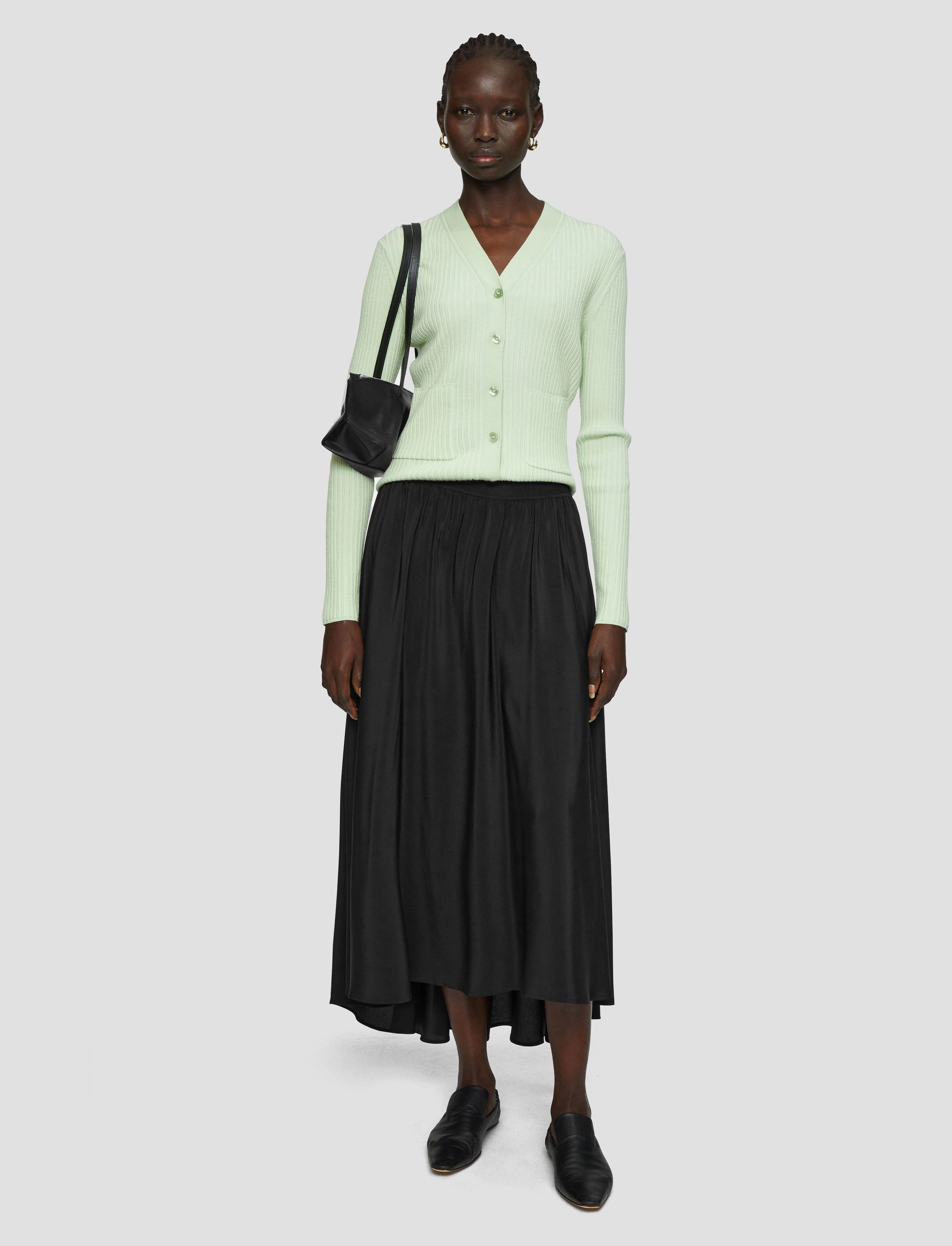 Sporty Edge Department Store Style Violet Crepe de Soie Silk Skirt