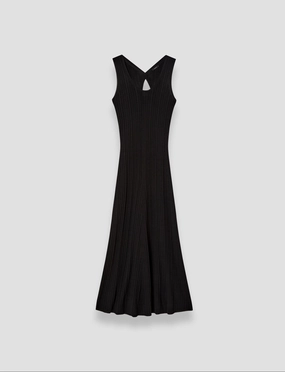 Viscose Rib Knit Dress Minimalist Waistband