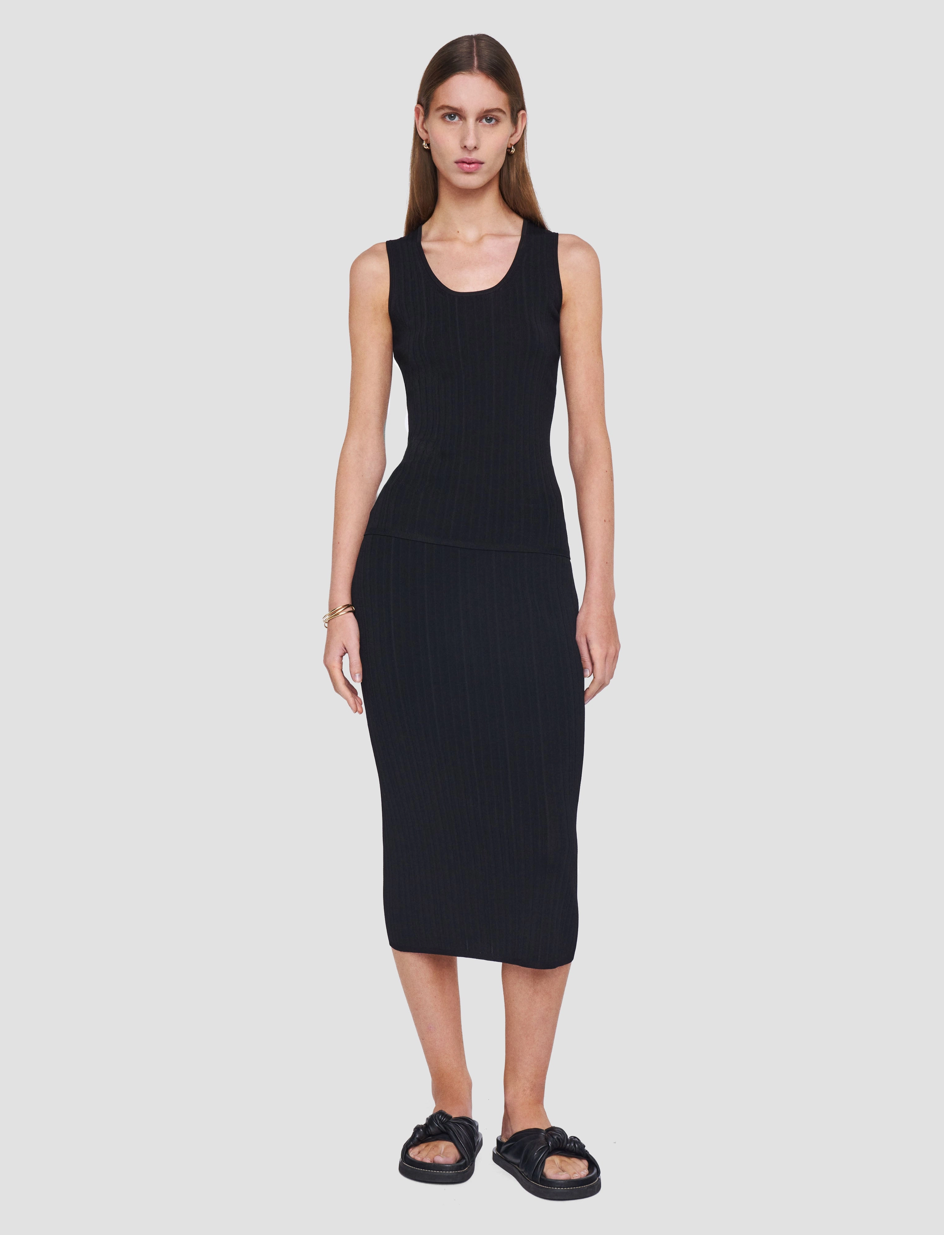 Non see through Light Motion Viscose Rib Knit Skirt