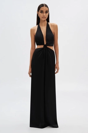 The Wander Satin Gown Black Travel Vibe