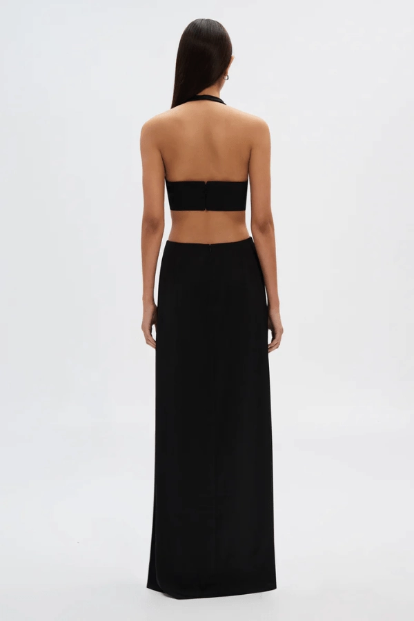 Grab Quick AdjustableStraps The Wander Satin Gown Black
