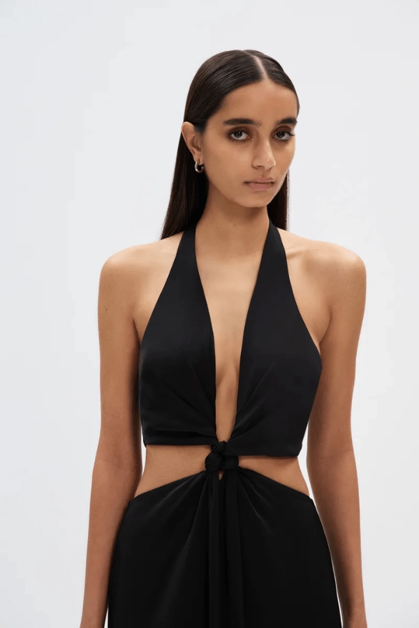 The Wander Satin Gown Black Perfect for Layering