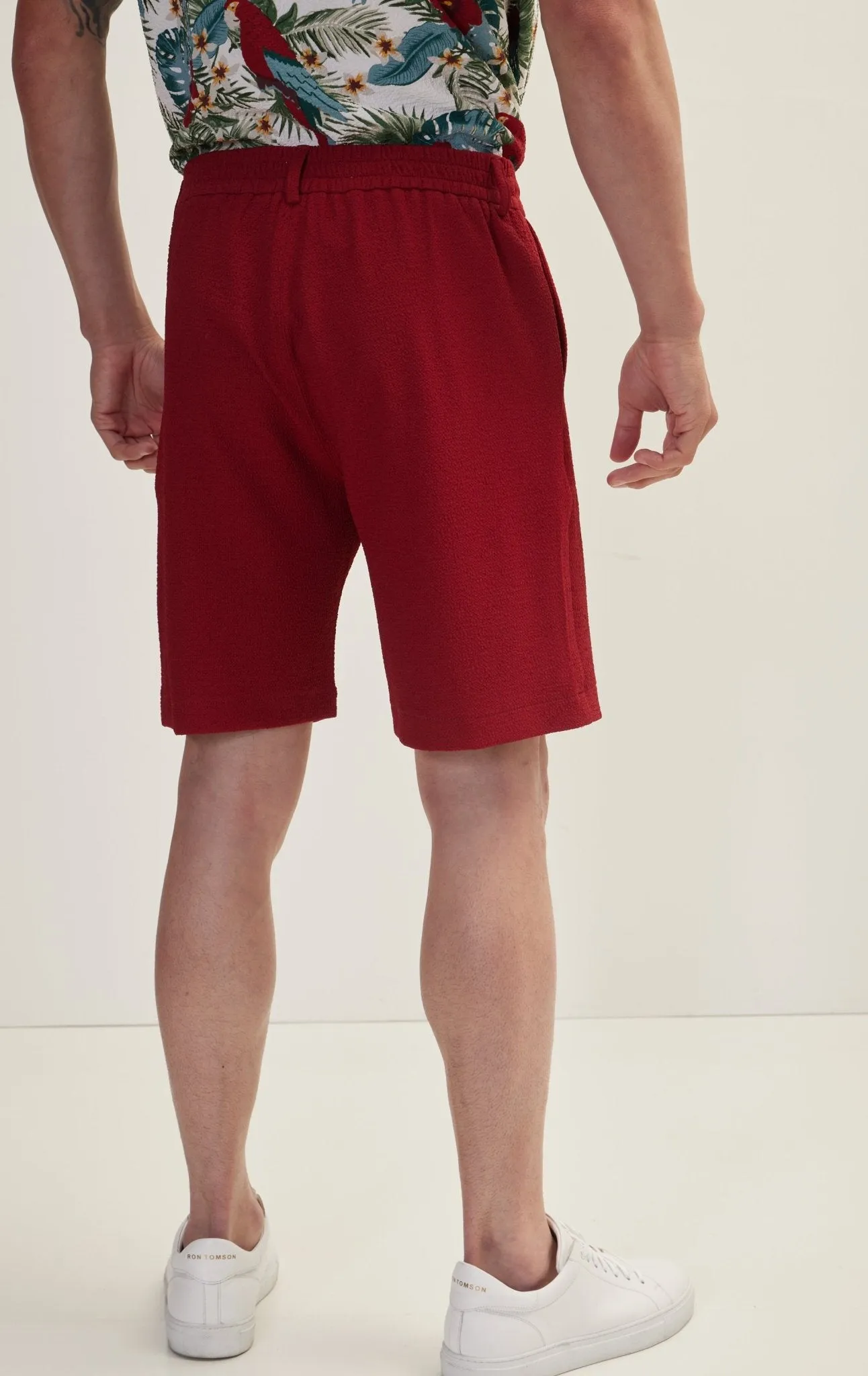 Waffle Stretch Beach Day Shorts - Burgundy