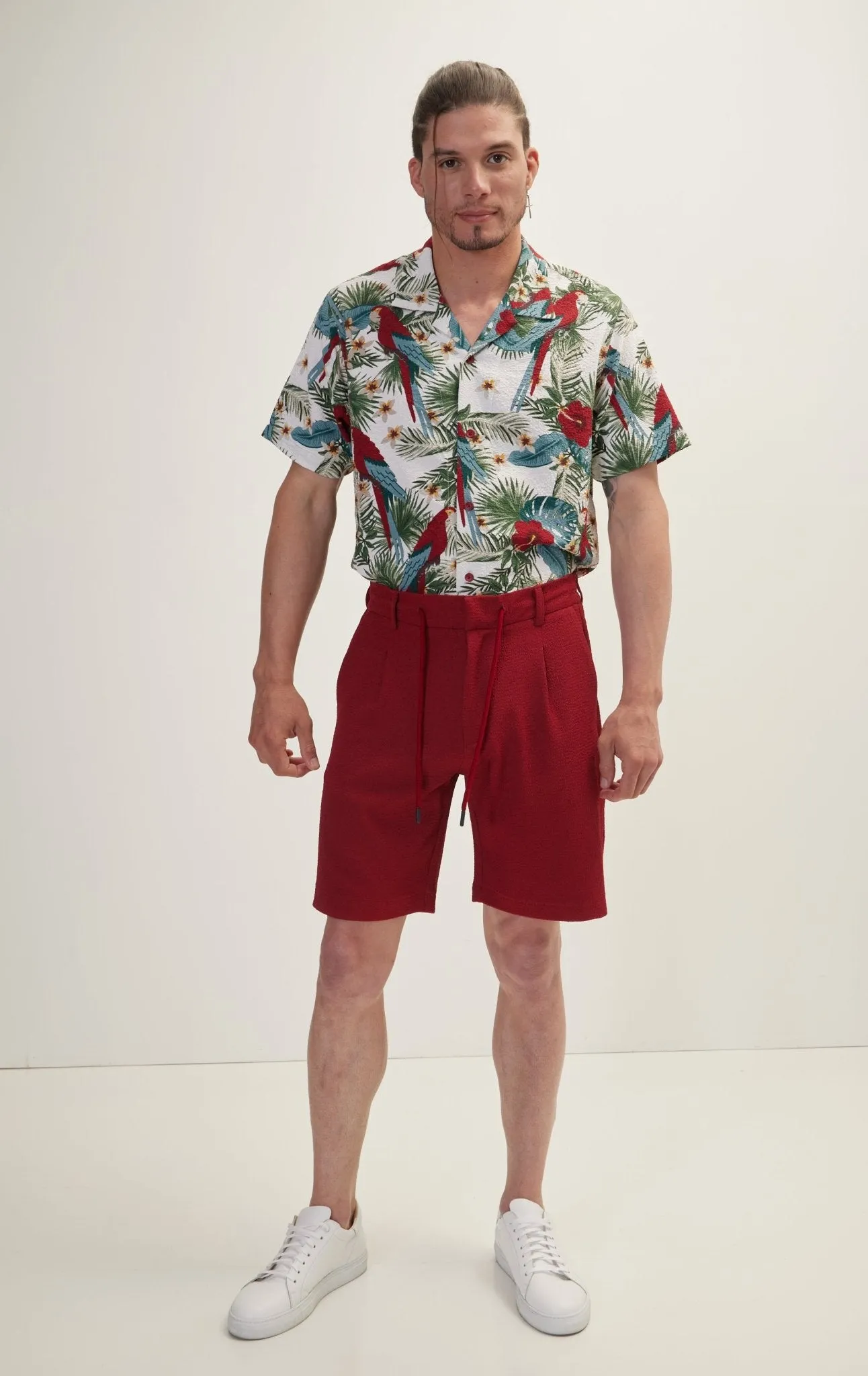 Waffle Stretch Beach Day Shorts - Burgundy