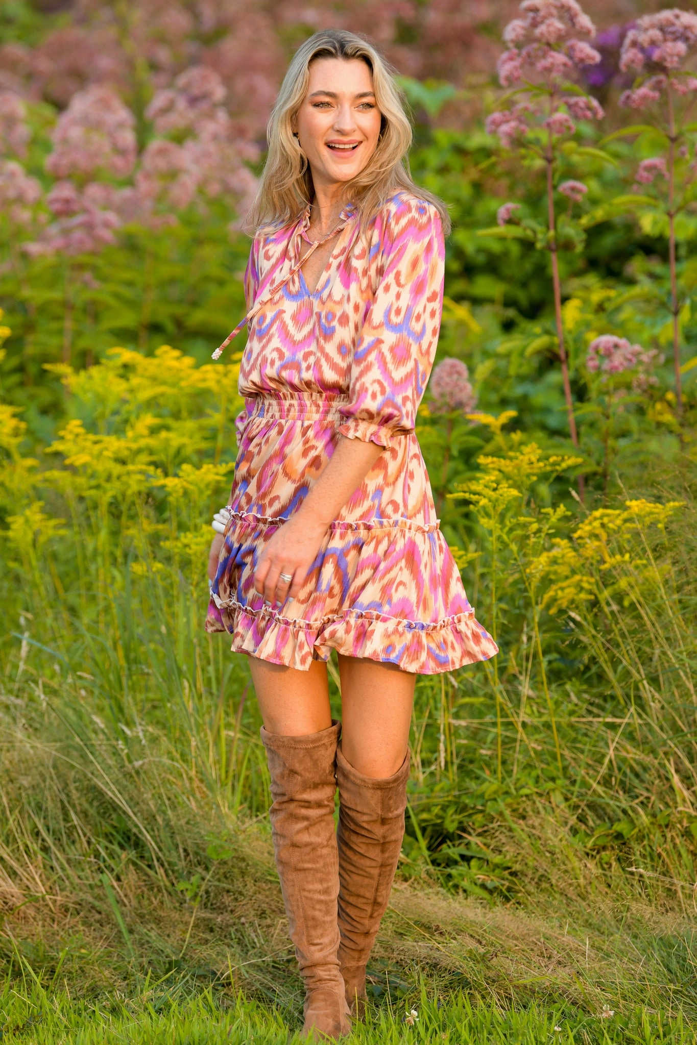 Seasonal piece Ibiza Dress / Purple Brown Ikat