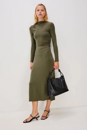 Tulle-Overlay Margaret Dress Heather Olive