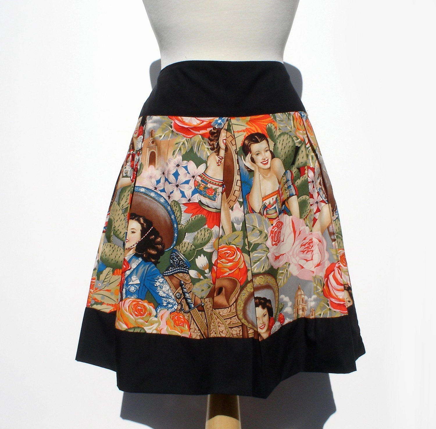 "Riding Shotgun" Mexican Senoritas Skirt #S-RS721 Neutral Look Matte Texture