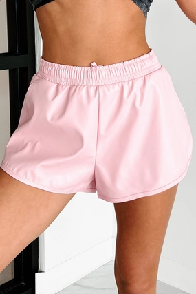 water sports use overalls Expected Outcomes Faux Leather Shorts (Pink)