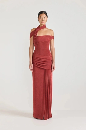 Addonia Dress Sangria All-Day Comfort Wear Trendy wrap gown