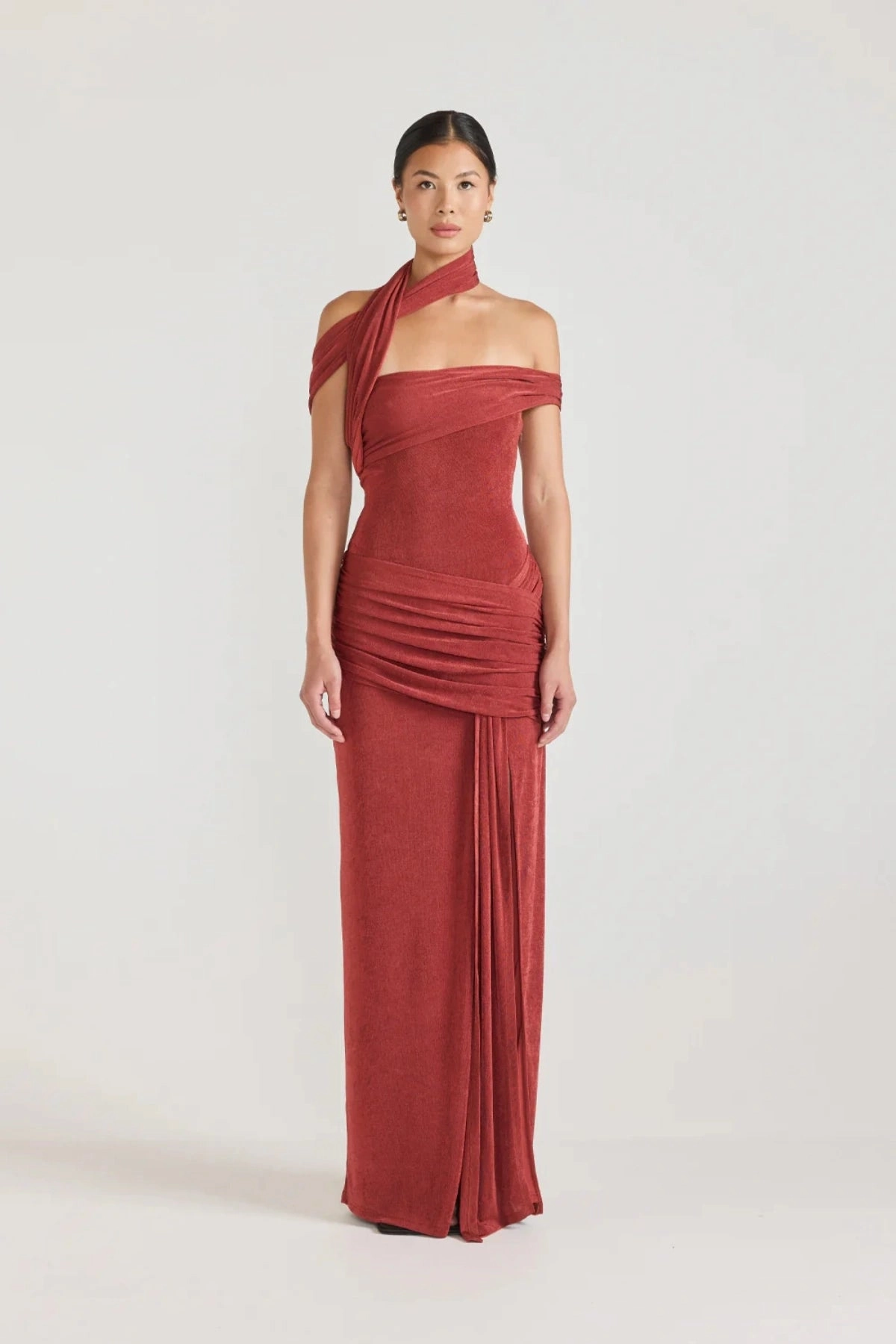 Addonia Dress Sangria All-Day Comfort Wear Trendy wrap gown