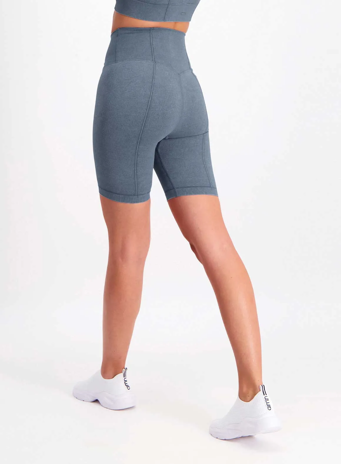 Washed Denim Seamless Biker Shorts
