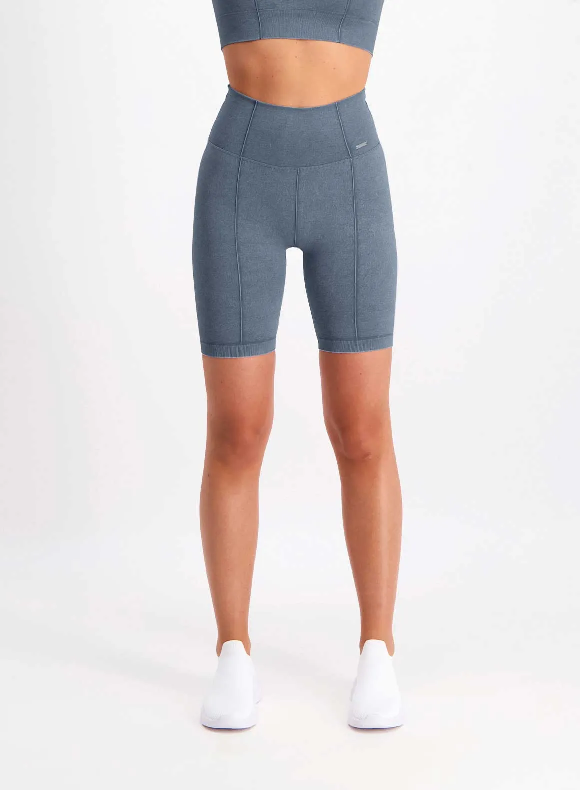Washed Denim Seamless Biker Shorts