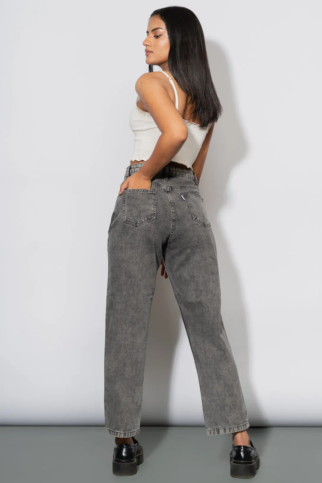 Washed Out Grey Mom Jeans