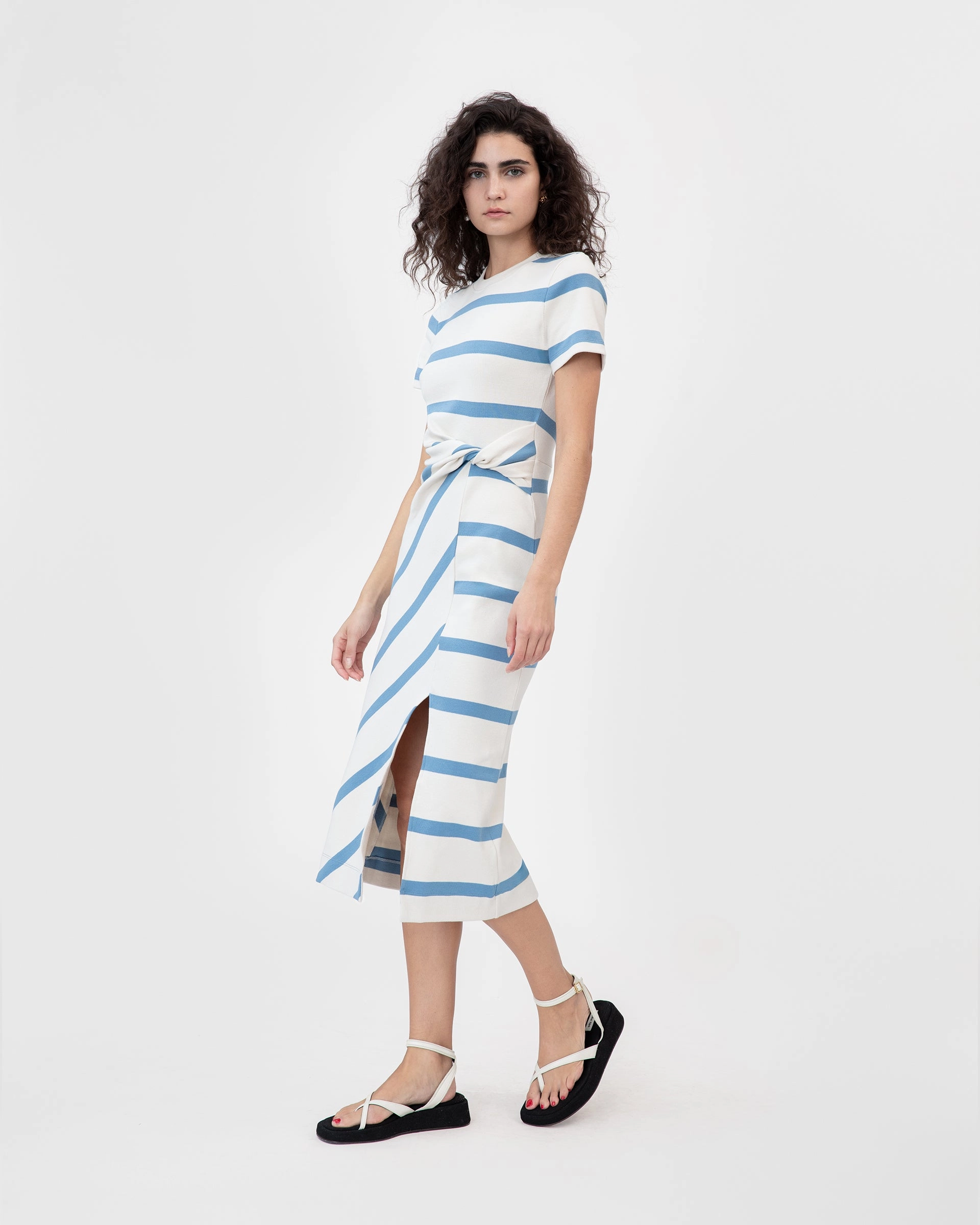 Airy Comfort Short Sleeve Striped Cody Dress